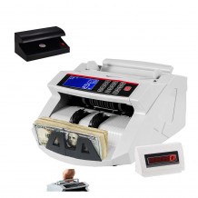 Set Masina numarat bani AKU cu Afisaj LCD Digital Extern Bill Counter + Detector bani falsi cu UV Valuta Portabil, Verificator de contrafacere a bancnotelor cu UV AK63734